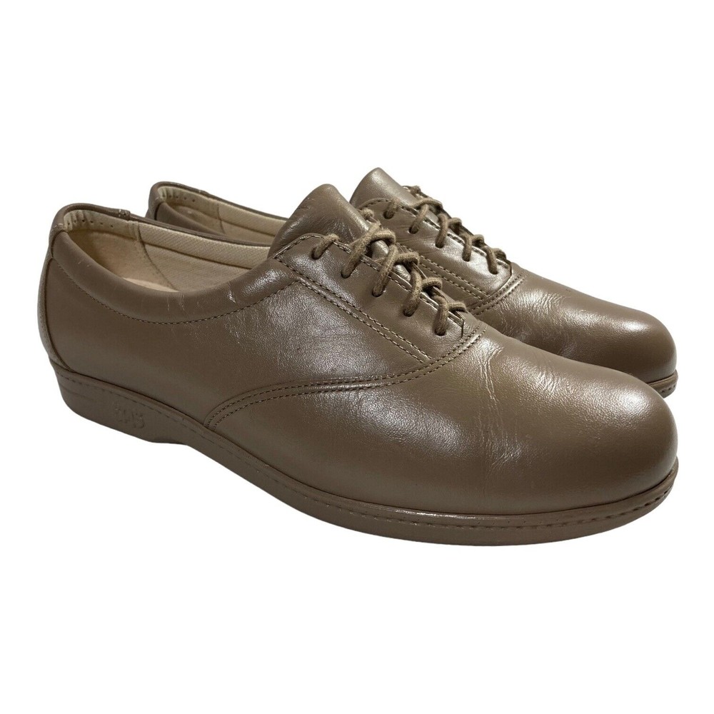 SAS Women's 8.5M Whisper Lace Up Shoes Bone Mocha Walking Tripad Comfort EUC
